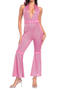 sexy slight stretch 3 colors halter-neck costumes(with hair band)_Dark Gray_Pink