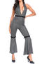 sexy slight stretch 3 colors halter-neck costumes(with hair band)_Dark Gray