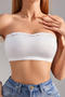 sexy slight stretch lace splicing thin breathable non-slip strapless bralettes_White