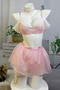 sexy lace flower decor three-piece set(with underwire&neck ring&leg rings)_Pink