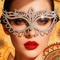 halloween new stylish one pc party rhinestone decor eye mask_Gold