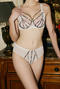 plus size slight stretch mesh leopard printing with underwire bras sets_White
