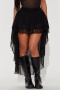hot sale stylish new slight stretch mesh asymmetric maxi skirt_Black
