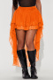 hot sale stylish new slight stretch mesh asymmetric maxi skirt_Black_Orange