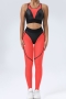 five colors stitching padded high waist yoga fitness sports pants sets_Black_Purple_Light Green_Magenta_Orange