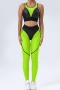 five colors stitching padded high waist yoga fitness sports pants sets_Black_Purple_Light Green