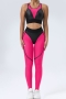 five colors stitching padded high waist yoga fitness sports pants sets_Black_Purple_Light Green_Magenta