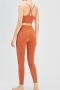 slight stretch solid color padded crossed sling beautiful back slim sports set_Orange