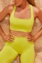 sports slight stretch ribbed knit hollow orange sleeveless fitness pants set_Yellow