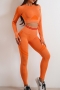 sports high stretch stiripe printing unpadded long sleeve pants set_Black_White_Gray_Dark Gray_Pink_Rose Red_Yellow_Orange