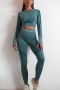 sports high stretch stiripe printing unpadded long sleeve pants set_Black_White_Gray_Dark Gray_Pink_Rose Red_Yellow_Orange_Aqua Green_Dark Green