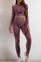 sports high stretch stiripe printing unpadded long sleeve pants set_Black_White_Gray_Dark Gray_Pink_Rose Red