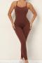 sports slight stretch solid backless removable padded hip lift yoga jumpsuit_Black_Pink_Red_Yellow_Orange_Aqua Green_Dark Green_Sky Blue_Blue_Dark Blue_Purple_Brown