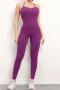 sports slight stretch solid backless removable padded hip lift yoga jumpsuit_Black_Pink_Red_Yellow_Orange_Aqua Green_Dark Green_Sky Blue_Blue_Dark Blue_Purple