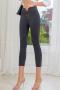 sports high stretch yoga denim fabric tight yoga cropped pants size run small_Black_Dark Gray