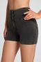 sports high stretch slim high waist solid denim shorts size run small_Black_Gray_Dark Gray