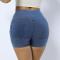 sports high stretch slim high waist solid denim shorts size run small_Black_Gray_Dark Gray_Blue