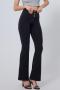 sports plus size high stretch high waist flared denim yoga pants size run small_Black