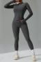 sports high stretch solid color slim with padded quick dry yoga pants set_Black_Dark Gray