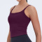sports plus size stretch solid with padded tight sling yoga vest size run small_Black_White_Red_Light Green_Dark Purple