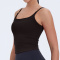 sports plus size stretch solid with padded tight sling yoga vest size run small_Black