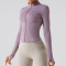sports stretch solid color stand collar zip-up slim yoga jackets_Black_Dark Gray_Light Pink_Magenta_Orange_Haze Blue_Purple