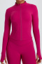 sports stretch solid color stand collar zip-up slim yoga jackets_Black_Dark Gray_Light Pink_Magenta