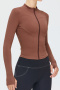 sports stretch solid color stand collar zip-up slim yoga jackets_Black_Dark Gray_Light Pink_Magenta_Orange_Haze Blue_Purple_Dark Purple_Beige_Brown