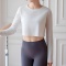 sports slight stretch quick dry long sleeves crop top (size run small)_Black_White
