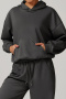 sports slight stretch pure color pockets hooded sweatshirts (size run small)_Black_Dark Gray