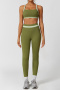 sports stretch 5-color sling with padded tight contrast color yoga pants set_Black_Orange_Green