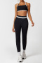 sports stretch 5-color sling with padded tight contrast color yoga pants set_Black