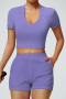sports slight stretch 5 colors pockets yoga fitness shorts(only shorts)_Black_Pink_Orange_Light Purple