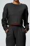 sports slight stretch 5 colors backless long sleeve fitness sweatshirt_Black