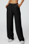 sports slight stretch 5 colors high waist loose fitness sweatpants_Black