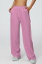 sports slight stretch 5 colors high waist loose fitness sweatpants_Black_Pink