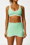 sports high stretch contrast color high-waist yoga skirt sets(new added colors)_Black_Gray_Pink_Orange_Light Green