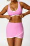 sports high stretch contrast color high-waist yoga skirt sets(new added colors)_Black_Gray_Pink