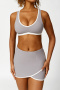 sports high stretch contrast color high-waist yoga skirt sets(new added colors)_Black_Gray