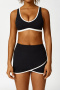 sports high stretch contrast color high-waist yoga skirt sets(new added colors)_Black