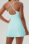 sports plus size slight stretch solid color with padded breathable mini dress_Black_White_Orange_Aqua Green_Sky Blue