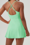 sports plus size slight stretch solid color with padded breathable mini dress_Black_White_Orange_Aqua Green