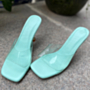 summer four colors transparent upper peep toe high-heel sandals (heel height:6.5cm)_Purple_Blue_Pink_Green