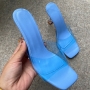 summer four colors transparent upper peep toe high-heel sandals (heel height:6.5cm)_Purple_Blue
