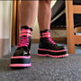 winter new two colors thick-bottom zip-up side lace-up stylish pu boots (heel height:5cm)_Magenta