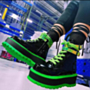 winter new two colors thick-bottom zip-up side lace-up stylish pu boots (heel height:5cm)_Magenta_Green