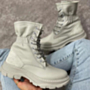 autumn new three colors pu midi-upper lace-up stylish boots (heel height:4cm)_Black_White_Gray