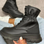 autumn new three colors pu midi-upper lace-up stylish boots (heel height:4cm)_Black