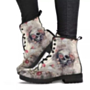 autumn new three colors skull flower batch printing lace-up stylish punker style boots (heel height:3cm)_Black_White