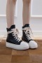 stylish pu leather fabric zip-up side thick bottom sneakers(new added colors)_Black